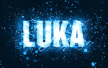 Happy Birtay Luka, , blue neon lights, Luka name, creative, Luka Happy Birtay, Luka Birtay, popular american male names, with Luka name, Luka HD wallpaper
