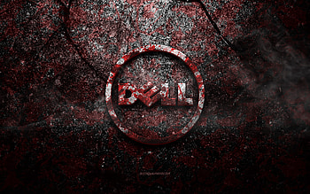 Dell logo, grunge art, Dell stone logo, red stone texture, Dell, grunge stone texture, Dell emblem, Dell 3d logo HD wallpaper