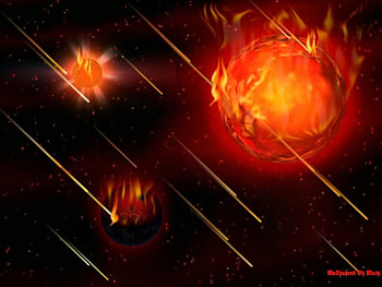 Red Space, space, planets, scifi, meteors HD wallpaper