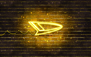 Daihatsu yellow logo, , Daihatsu brickwall, Daihatsu logo, cars brands, Daihatsu neon logo, Daihatsu HD wallpaper