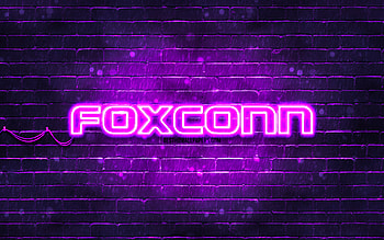 Foxconn violet logo, , violet brickwall, Foxconn logo, brands, Foxconn neon logo, Foxconn HD wallpaper