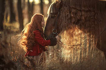 Beauties, animal, horse, redhead, girl, aniuta ontikova, cal, child, copil HD wallpaper