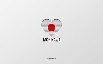 I Love Tachikawa, Japanese cities, Day of Tachikawa, gray background, Tachikawa, Japan, Japanese flag heart, favorite cities, Love Tachikawa HD wallpaper