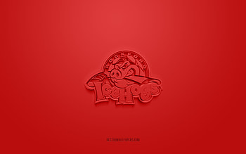 Rockford IceHogs, creative 3D logo, red background, AHL, 3d emblem, American Hockey Team, American Hockey League, Illinois, USA, 3d art, hockey, Rockford IceHogs 3d logo HD wallpaper
