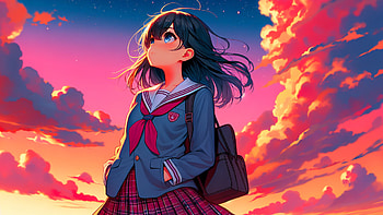 Night Sky of Tomorrow, Anime, anime girl, anime landscape HD wallpaper