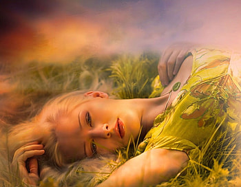 Thinking of You, lady, resting, art, dreaming, necklace, woman, female HD wallpaper