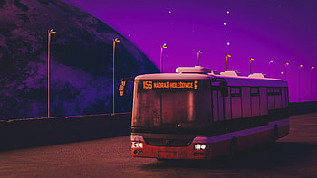 Bus Retro, bus, outrun, synthwave, retrowave, artist, artwork, digital-art HD wallpaper