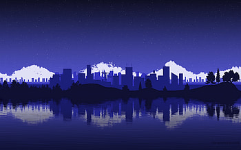 Blue, cityscape, city, minimalist HD wallpaper