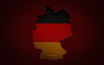 Germany map, , European countries, German flag, red carbon background, Germany map silhouette, Germany flag, Europe, German map, Germany, flag of Germany HD wallpaper