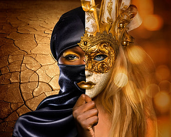 Masquerade, bokeh, style, woman HD wallpaper
