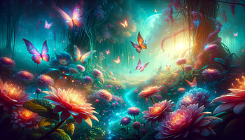Enchanted Butterfly Garden, butterfly, butterfly garden, flower, surreal, nature HD wallpaper