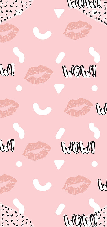 Wow, lips, pink, saying, kiss HD phone wallpaper