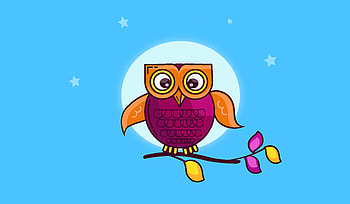 Art, Stars, Owl, Moon, Vector, Bird, Branch HD wallpaper