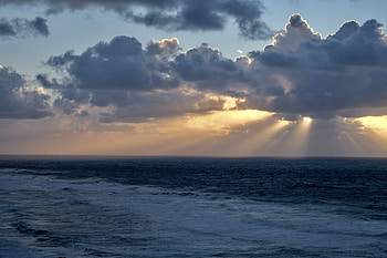 Nature, Sea, Clouds, Horizon, Lights Of A Sun, Rays Of The Sun HD wallpaper
