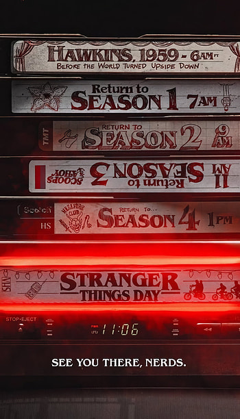 Stranger Things Seasons – Hawkins Timeline in Neon Glow, TV Show, Stranger Things HD phone wallpaper