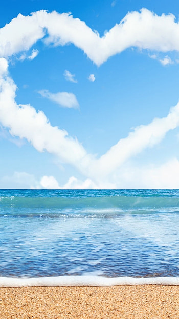 Love , Heart Clouds, beach HD phone wallpaper
