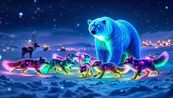 Winter Animals in : A Colorful Arctic Adventure, winter animals, fox, polar bear, winter HD wallpaper