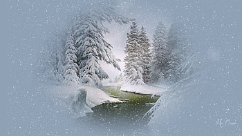 Winter Collage, river, winter, woods, snow, trees, lake, collage, ice, frozen HD wallpaper
