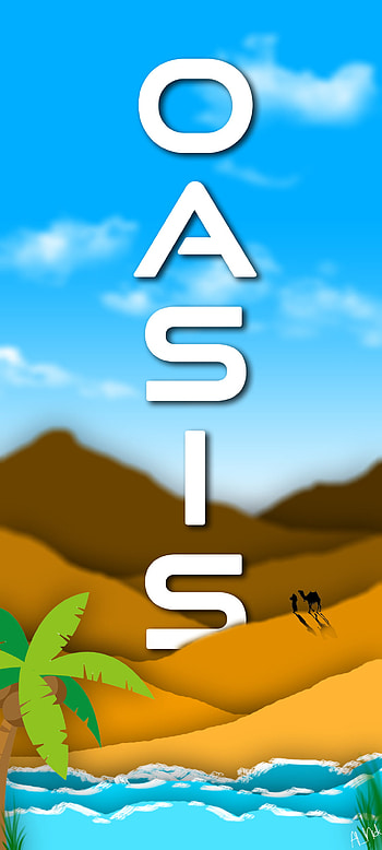 Oasis, sand, water, artistic, desert HD phone wallpaper