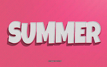 Summer, pink lines background, with names, Summer name, female names, Summer greeting card, line art, with Summer name HD wallpaper