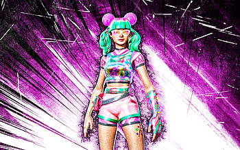 Tropical Punch Zoey, grunge art, Fortnite Battle Royale, Fortnite characters, purple abstract rays, Tropical Punch Zoey Skin, Fortnite, Tropical Punch Zoey Fortnite HD wallpaper