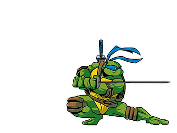Leonardo, cartoon, mutant ninja turtles, sewers, hero HD wallpaper