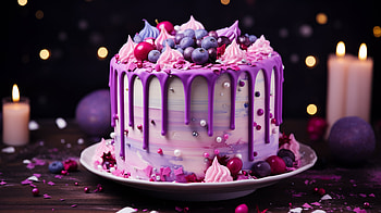 H1: Enchanting Purple Berry Drip Cake, food, cake, dessert, purple, celebration HD wallpaper