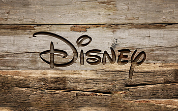 Disney wooden logo, , wooden backgrounds, brands, Disney logo, creative, wood carving, Disney HD wallpaper
