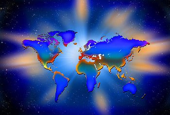 Our world let's make it shine, rays, countries, glow, light, world, map HD wallpaper