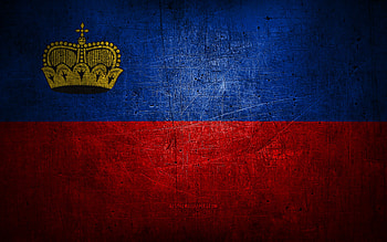 Liechtenstein metal flag, grunge art, European countries, Day of Liechtenstein, national symbols, Liechtenstein flag, metal flags, Flag of Liechtenstein, Europe, Liechtenstein HD wallpaper