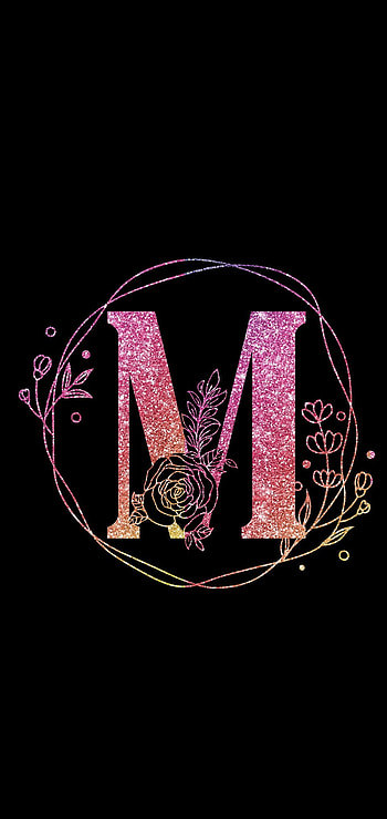 Pink/Black M, pink, letter, black, glitter HD phone wallpaper