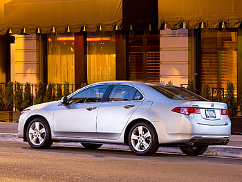 Auto, Acura, Cars, Building, Asphalt, Side View, Style, Akura, 2008, Shrubs, Street, Silver Metallic, Tsx HD wallpaper