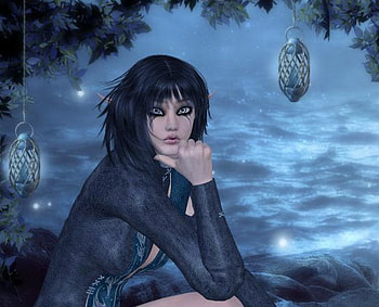 Blue, lady, abstract, fantasy HD wallpaper