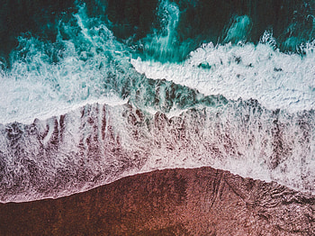 Waves, beach, aerial view, white green sea waves HD wallpaper