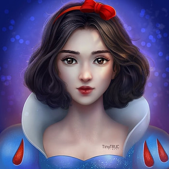 Snow White, blue, frumusete, girl, tinytruc, fantasy, red, face, luminos, princess, bow HD wallpaper