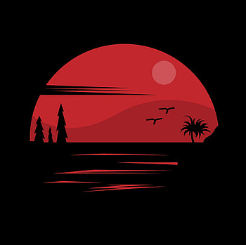 Art, Sun, Palms, Dark, Planet HD wallpaper