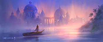 Venice, pink, city, ftt, water, fttart, blue, boat, f tt, fantasy HD wallpaper