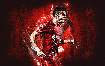 Luis Diaz, Liverpool FC, Colombian football player, portrait, red stone background, Premier League, England, football, Luis Diaz Liverpool HD wallpaper