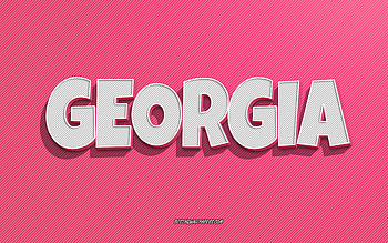 Georgia, pink lines background, with names, Georgia name, female names, Georgia greeting card, line art, with Georgia name HD wallpaper