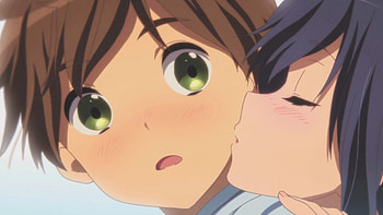 Rikka Kissing Yuta, Rikka kissing Yuta on the cheek, Love Chunibyo and Other Delusions Heart Throb, Rikka, Yuta, Couple, Chuunibyou Demo Koi Ga Shitai Ren HD wallpaper