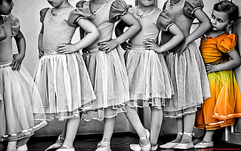 ballerina, orange, dance, child HD wallpaper