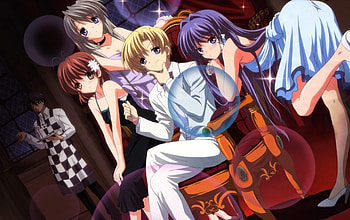 Clanned, chair, one boy, youhei sunohara, dresses, bubbels, prince, waiters, girls HD wallpaper