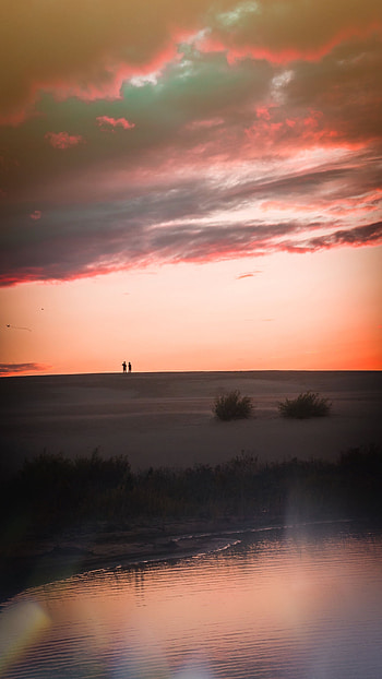 People, Nature, Twilight, Shore, Bank, Silhouettes, Dusk, Hill HD phone wallpaper