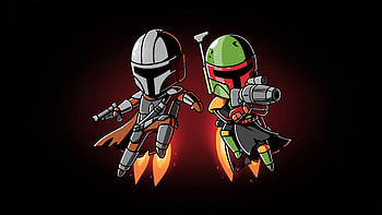 Sw Jet Pack Bounty Hunters, the-mandalorian, tv-shows, star-wars, artwork, art HD wallpaper