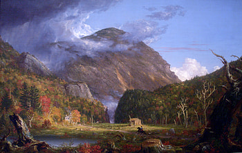 Crawford Notch, clouds, trees, waterfalls, sky, mountains, lake HD wallpaper