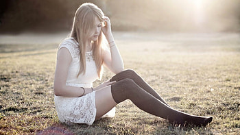 Pretty Sad, sad, girl, blonde, pretty HD wallpaper