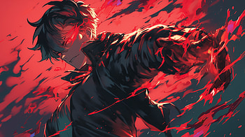 of a Fiery Anime Boy with an Intense Aura, Anime, anime boy, aura, red anime HD wallpaper