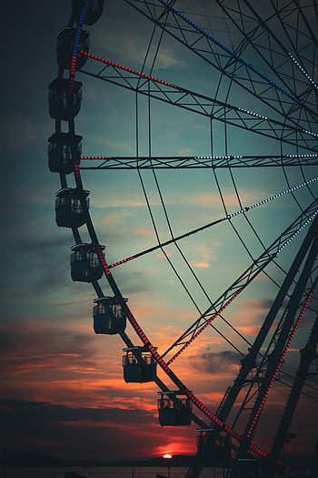 Sunset, Sky, Miscellanea, Miscellaneous, Ferris Wheel, Attraction HD phone wallpaper