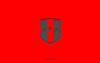 Peru national football team, red background, football team, emblem, CONMEBOL, Peru, football, Peru national football team logo, South America HD wallpaper