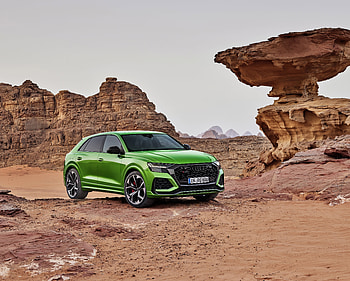 Green SUV, off-road, Audi Q8 HD wallpaper